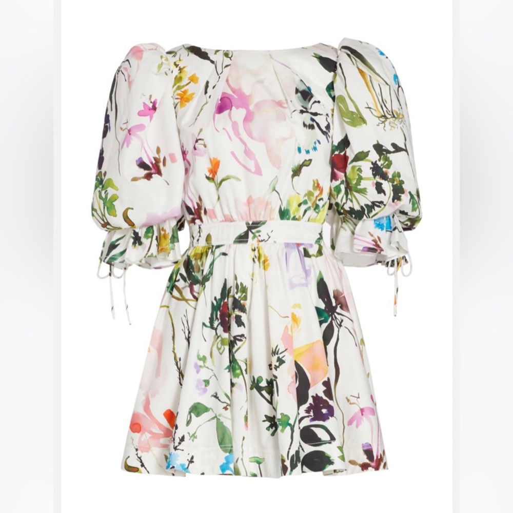 Aje Drift Puff Sleeve Cotton Mini Dress - Picture 2 of 7